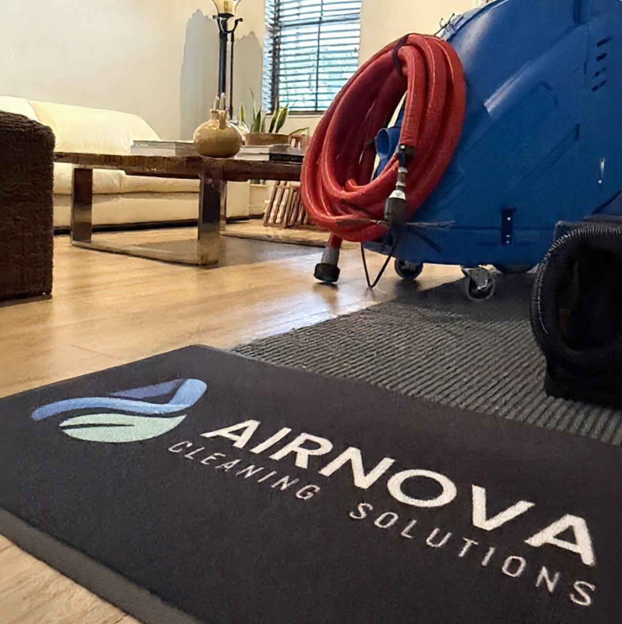 Professional HVAC air duct cleaning equipment by AirNova Cleaning Solutions inside a residential home in Miami, Florida